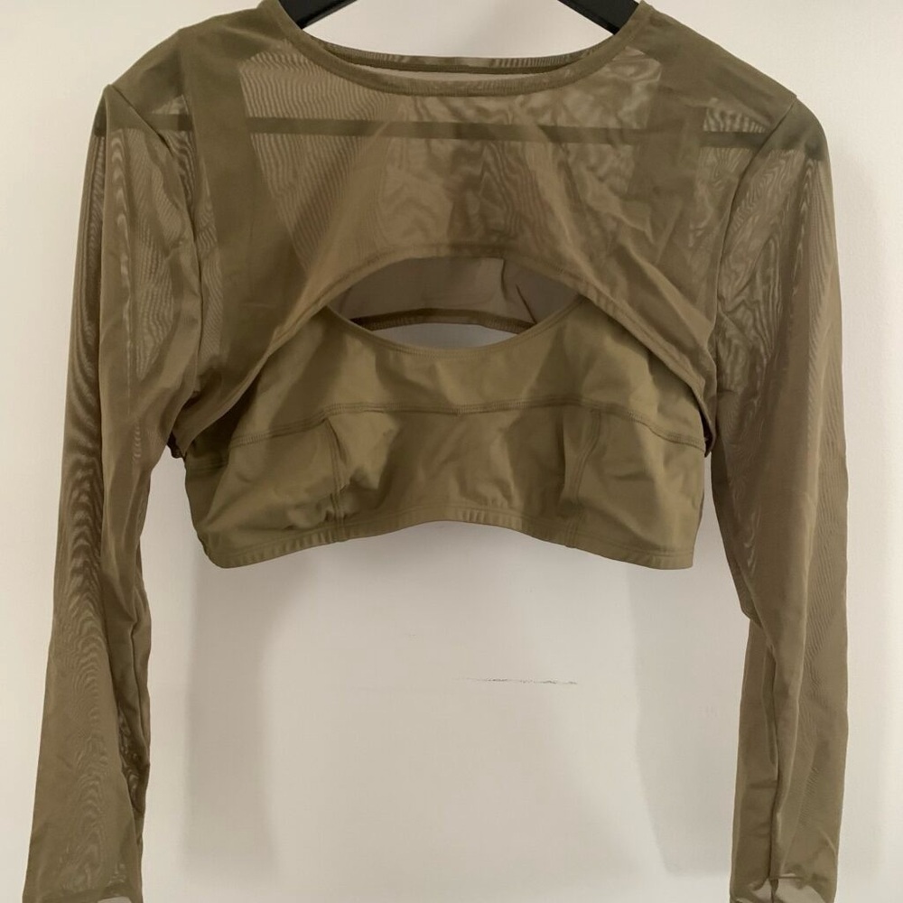 ALO Yoga Green Long Sleeve Cut Out Bodysuit
